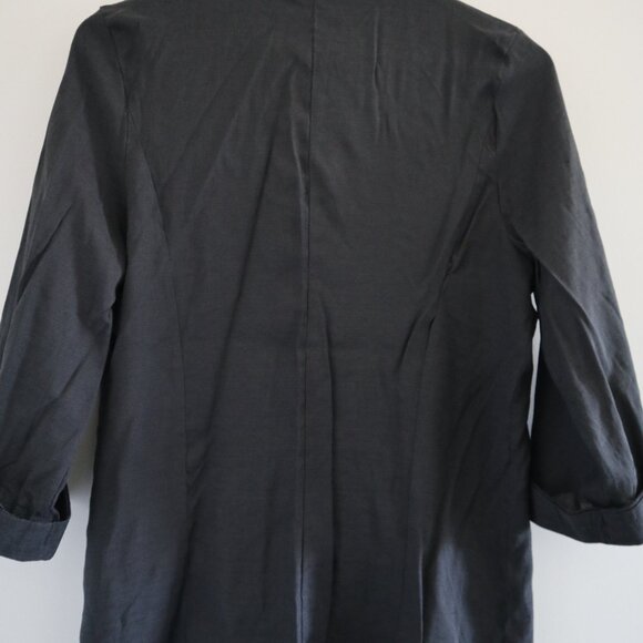 Linen-style casual one-button blazer top, black - Picture 4 of 4